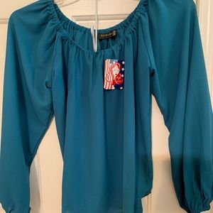 Pin Up Girl Couture Peacock Sylvie blouse